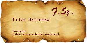 Fricz Szironka névjegykártya